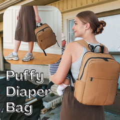 MOMINSIDE neoprene diaper bag features waterproof wipeable material for quick cleanups.
