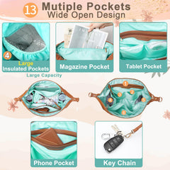 MOMINSIDE diaper bag tote interior with 13 pockets for easy bottle, diaper, and accessory organization.