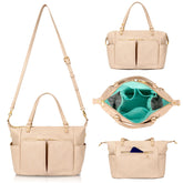 MOMINSIDE small leather diaper tote Ivory front view for quick access to essentials.
