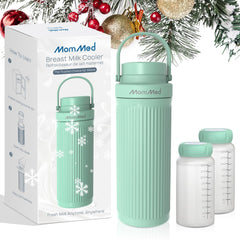 MomMed breast milk cooler with secure closed lid for leakproof transport.