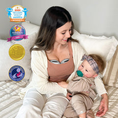 MomMed Wearable S21 in-bra use emphasizes hands-free pumping during work