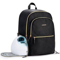 mommore breast pump bag with cooler pocket illustrating insulated milk storage for on-the-go feeding