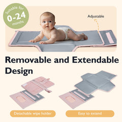 mommore changing pad with wipes pocket and front pocket for quick access during outings
