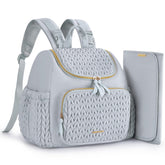 mommore diaper bag small backpack open view shows organized storage for quick diaper changes