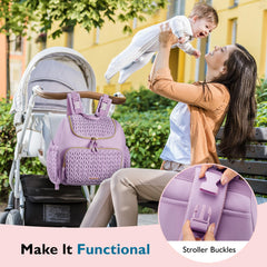mommore diaper bag small front pocket insulated close-up for on-the-go bottle use