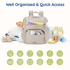 mommore neoprene diaper backpack front pockets for quick grab items during outings