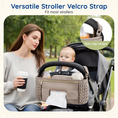 mommore stroller organizer insulated-cup-holders keeps drinks within reach on walks.