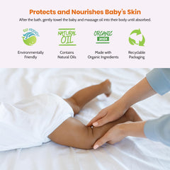 Mommy Care Baby Massage Oil with almond and calendula nourishes delicate skin