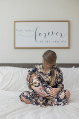 MOMMY O CLOCK baby swaddle blanket in golden leaves, 32x32, soft and cozy.