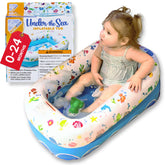 Mommy's Helper under-sea inflatable bathtub with a playful sea design for bath time.
