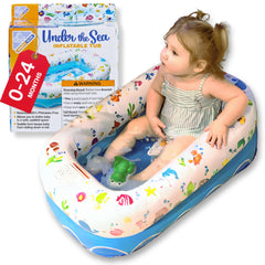Mommy's Helper under-sea inflatable bathtub with a playful sea design for bath time.