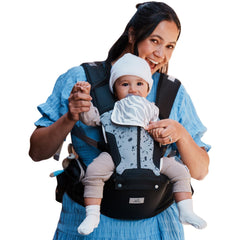 MOMTORY baby carrier 6-in-1-positions offers versatile support for growing babies.