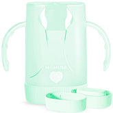 MOMUSE Dual-Lid Squeeze Pouch Holder clip close-up showing no-squeeze feeding.