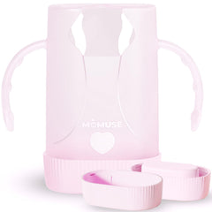 MOMUSE Dual-Lid Pouch Holder front view shows grip-friendly design for easy self-feeding