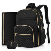 MOMUVO diaper bag backpack with folding changing pad for quick, on-the-go diaper changes.