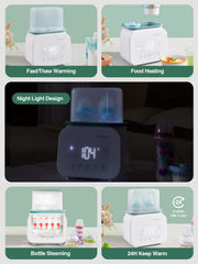 MOMYEASY bottle warmer keeps milk warm for 24 hours, ready when needed.