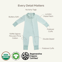 MON CHOU sleeper with double zipper and safety tab for quick, safe diaper changes.