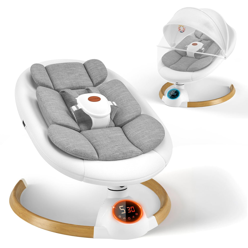 Monniebaby baby swing modern design complements home decor for calm soothing