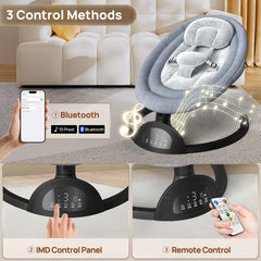 Monniebaby portable baby swing folded for easy storage and travel convenience