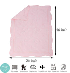 MONOBLANKS baby quilt personalized monogram in pink for a cherished keepsake.