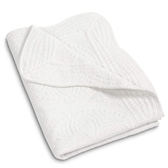 MONOBLANKS baby quilt with scalloped trim detail for nursery decor and warmth