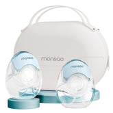 Monsao wearable breastpump in-bra usage for discreet pumping on the go.