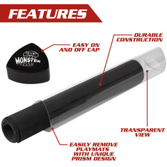 Monster Protectors prism shape tube prevents rolling off surfaces during storage.