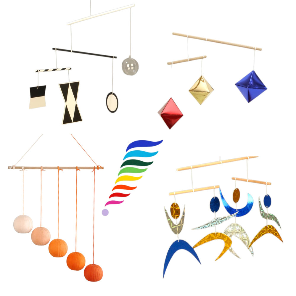 Montessori baby mobile Munari wood detail supports newborn visual focus