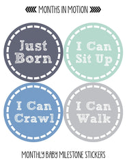 Months In Motion newborn boy stickers pack for registry and gifting