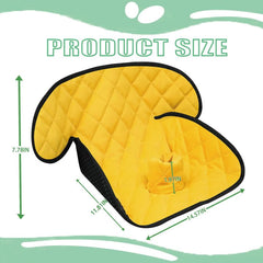MOOB yellow protector with non-slip backing secures a stable fit during car rides.