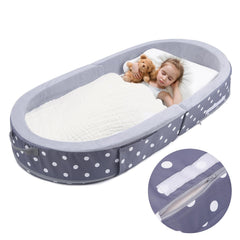 Mooedcoe toddler bumper bed side view highlighting protective cozy sleep barrier