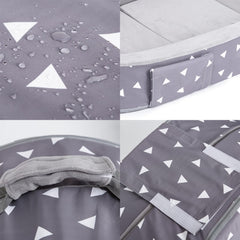 Mooedcoe toddler travel bed mattress showing cushioned comfort for naps.