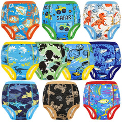 MooMoo Baby Training Underwear pack highlights absorbent layers for mess-minimizing potty training.