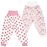 MooMoo Baby Waterproof Diaper Pants shown with night-time coverage for leak protection.