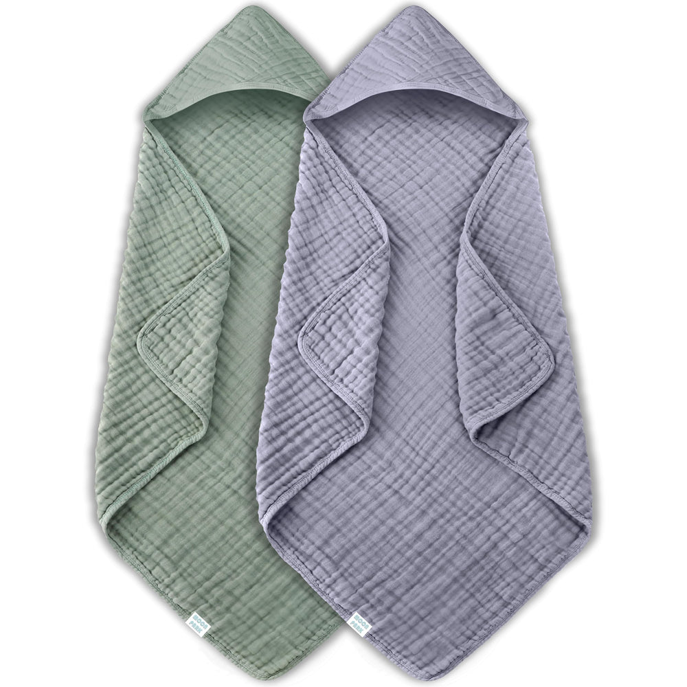 MOON PARK hooded baby towel pair keeps babies dry and cozy after baths.