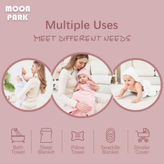 Moon Park hooded towel drying after bath in everyday bathroom scene
