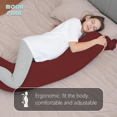 Moon Park i-shaped full body pillow supports head to feet for full-body comfort.