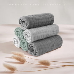 MOON PARK muslin cotton washcloth close-up showing plush texture for baby baths.