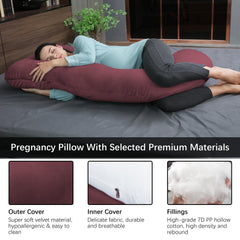 MOON PARK pregnancy pillow burgundy belly support for moms-to-be