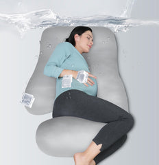 Moon Park pregnancy pillow full view showing full-body support for sleeping comfort