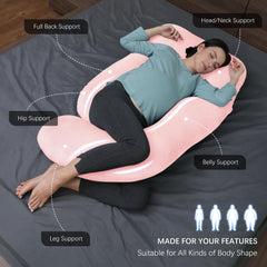 MOON PARK pregnancy pillow close-up of removable cover for easy cleaning