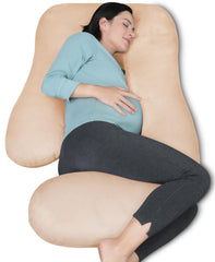 Moon Park pregnancy pillow U-shape full-body brown supports back and belly
