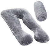 MOON PINE velvet pregnancy pillow cover on a U-shaped pillow offers plush comfort.
