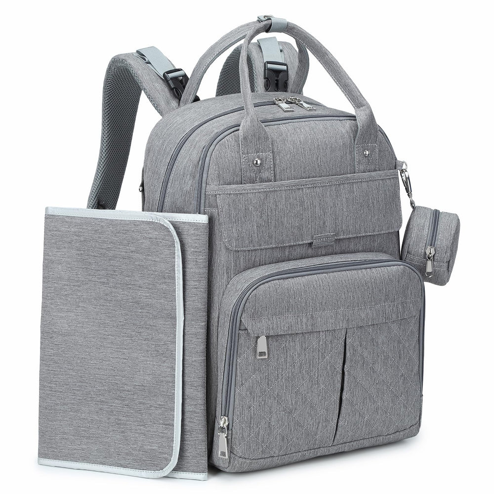 MOONBABY diaper bag backpack front view demonstrates spacious main compartment for on-the-go organization.