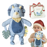 Moonkie Lovey dinosaur blanket provides calming security for newborn sleep.