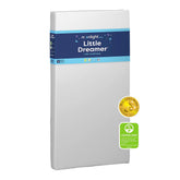 Moonlight Slumber Little Dreamer crib mattress cover closeup showing hypoallergenic, waterproof protection