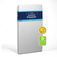 Moonlight Slumber Luxury Dreamer crib mattress side view highlighting dual-sided support for baby to toddler transition