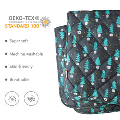 Moonsea baby blanket shows a black tree print for playful nursery style.