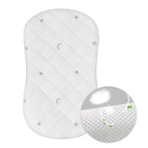 Moonsea bassinet pad cover Gray Star top view, breathable mesh promotes airflow for comfy naps.