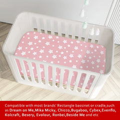 Moonsea bassinet sheet elastic corner ensuring secure, snug fit on round, oval, or rectangular mattresses.